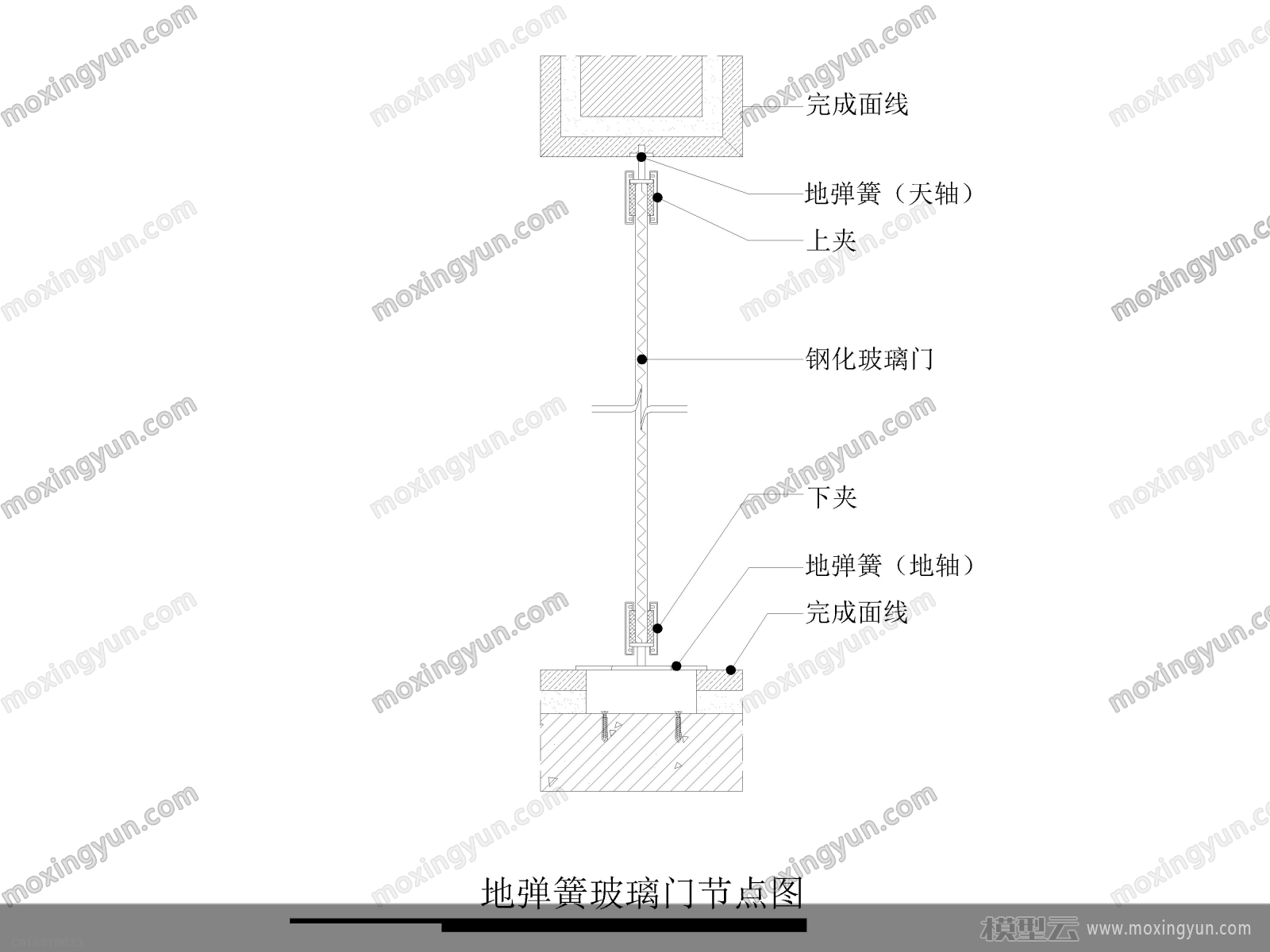 地弹簧玻璃门节点图的设计与解析